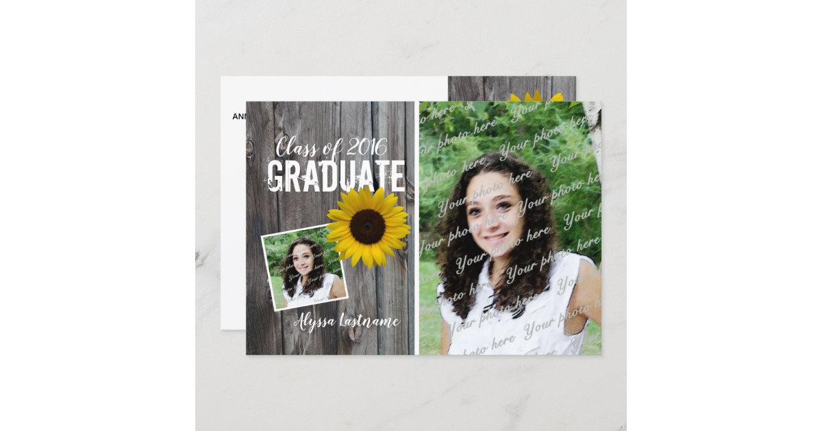 Barnwood and Sunflower Graduation Invitation | Zazzle