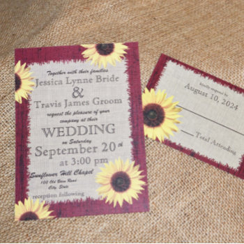 Barnwood And Sunflower Wedding Invitation by happygotimes at Zazzle