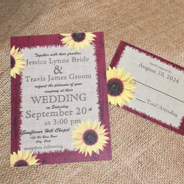Barnwood and Sunflower Wedding Invitation (Creator Uploaded)