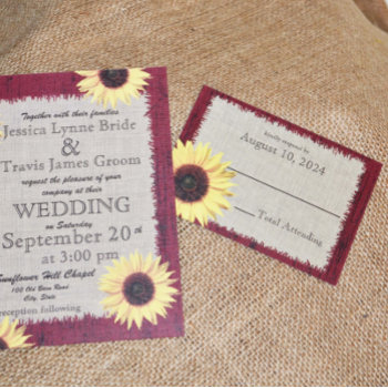 Barnwood And Sunflower Wedding Rsvp by happygotimes at Zazzle