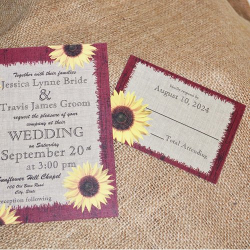 Barnwood and Sunflower Wedding RSVP