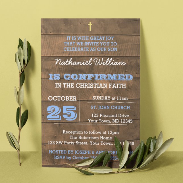 Barnwood Blue Confirmation Invitation (Creator Uploaded)