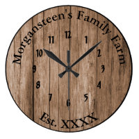 Barnwood Brown Rustic Family Home Established Large Clock