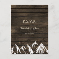 Barnwood Camping Rustic Mountains Wedding rsvp Invitation Postcard