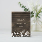Barnwood Camping Rustic Mountains Wedding rsvp Invitation Postcard (Standing Front)