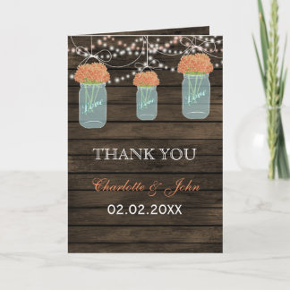 Barnwood coral floral mason jars  Thank You