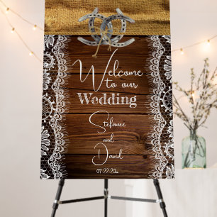 Barnwood, Country Lace & Horseshoes Wedding Foam Board