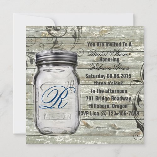 barnwood country rustic mason jar bridal shower personalized invite