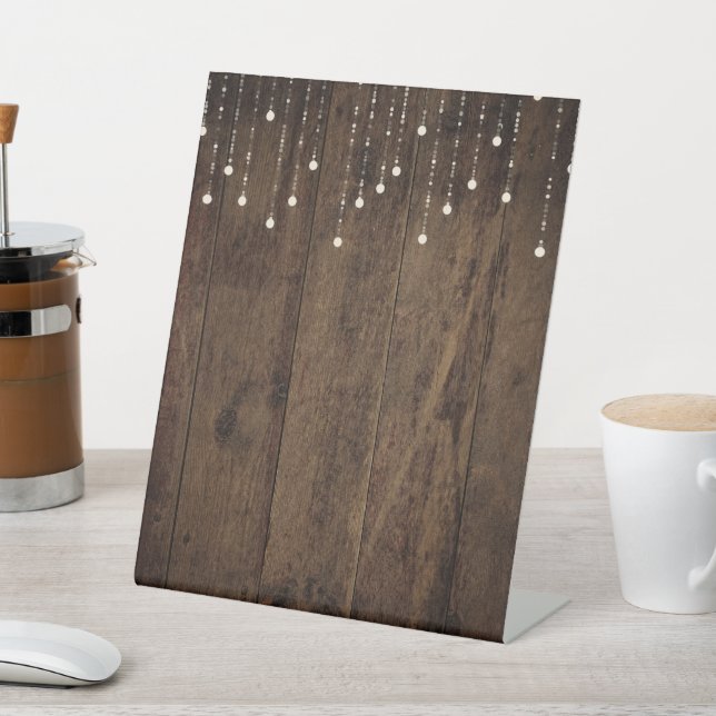 Barnwood Fairy Lights Pedastal Bar Menu Pedestal Sign (In SItu)