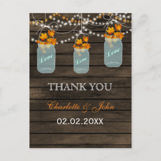 Barnwood  fall leaves mason jars Thank You notes