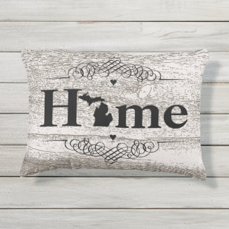 Barnwood Home is Michigan Map of Michigan Decor Outdoor Pillow