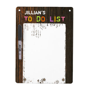 Barnwood Inspired Dry Erase Board With Hooks