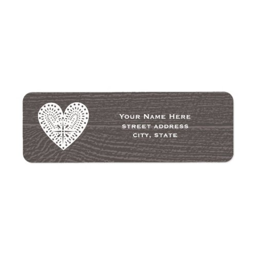 Barnwood Inspired Lace Heart Address Label