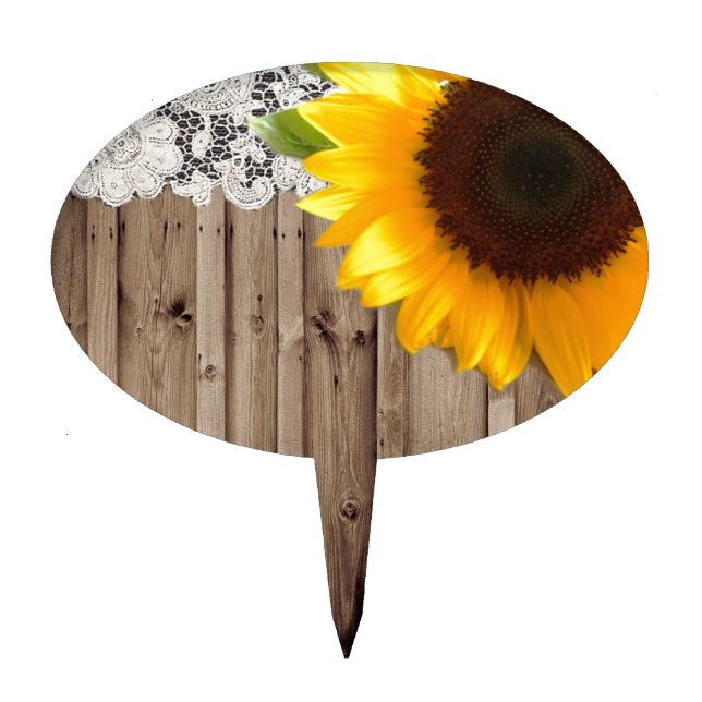 barnwood lace rustic western country sunflower cake topper (Front)