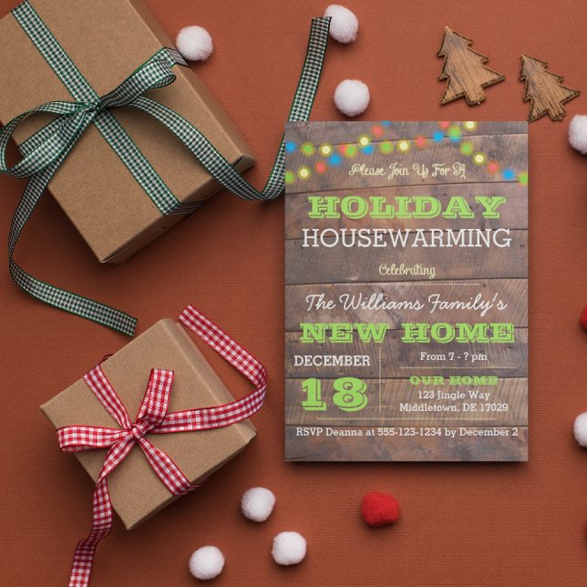 Barnwood Lights Holiday Housewarming Invitation (Creator Uploaded)