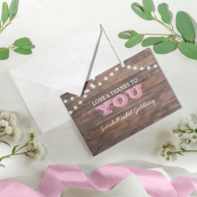 Barnwood Lights Pink Bat Mitzvah Thank You Note (Creator Uploaded)