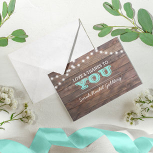 Barnwood Lights Teal Bat Mitzvah Thank You Note Card