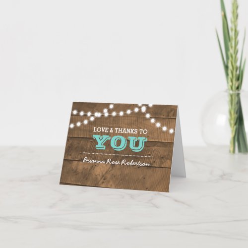 Barnwood Lights Teal Confirmation Thank You Note