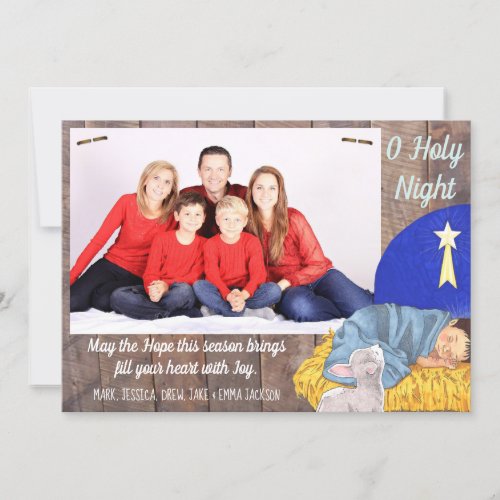 Barnwood Manger Holy Night Photo Christmas Card