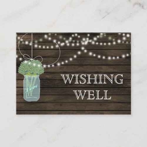 Barnwood mason jarssage flowers wishing well enclosure card