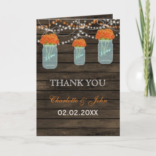 Barnwood orange floral mason jars  Thank You