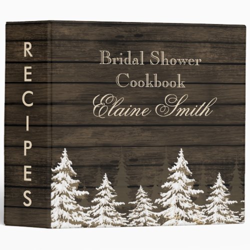 Barnwood Pine trees winter wedding Recipe Folder