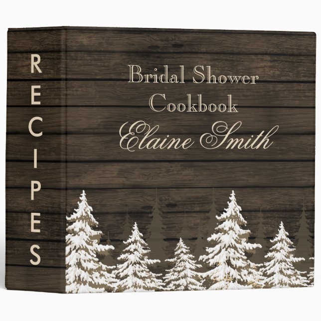 Barnwood Pine trees winter wedding Recipe Folder (Front/Spine)
