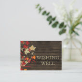 Barnwood Rustic ,fall leaves wedding wishing well Enclosure Card (Standing Front)