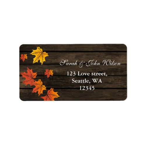 Barnwood Rustic Fall Wedding address label