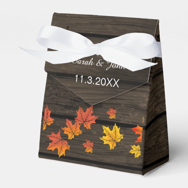 Barnwood Rustic Fall wedding favor box (Front Side)