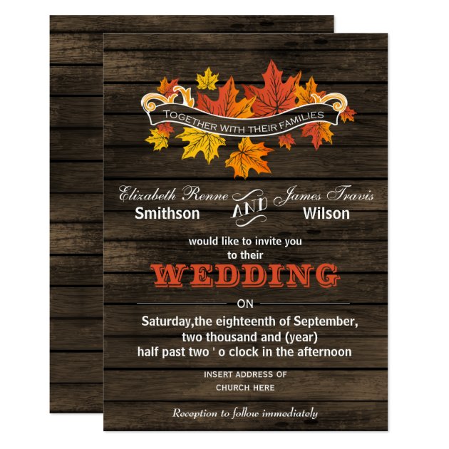 Barnwood Rustic Fall Wedding Invitations