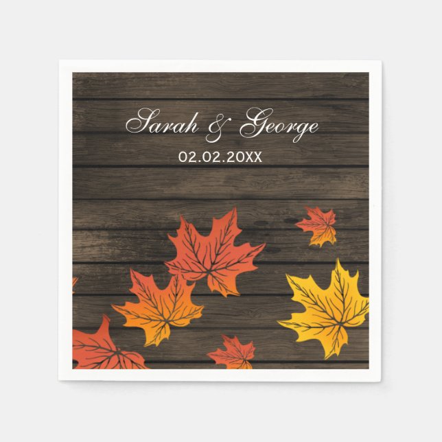 Barnwood Rustic Fall wedding napkins (Front)