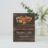Barnwood Rustic Fall wedding save the Date Announcement Postcard (Standing Front)