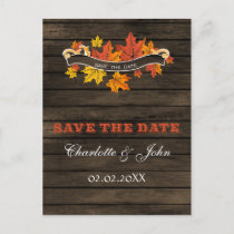 Barnwood Rustic Fall wedding save the Date Announcement Postcard