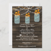 Barnwood, Rustic mason jar Fall wedding invitation (Front)