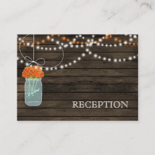 Barnwood Rustic orange mason jars reception invite