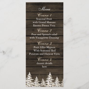 Barnwood Rustic Pine trees, wedding menu cards