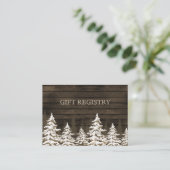 Barnwood Rustic Pine trees, winter gift registry Enclosure Card (Standing Front)