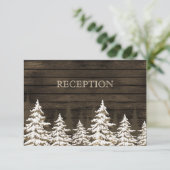 Barnwood Rustic Pine trees winter reception invite (Standing Front)