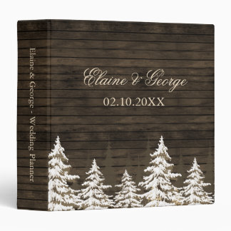 Barnwood Rustic Pine trees winter wedding  Planner Binder