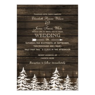 Rustic Pine trees, winter woodland invite