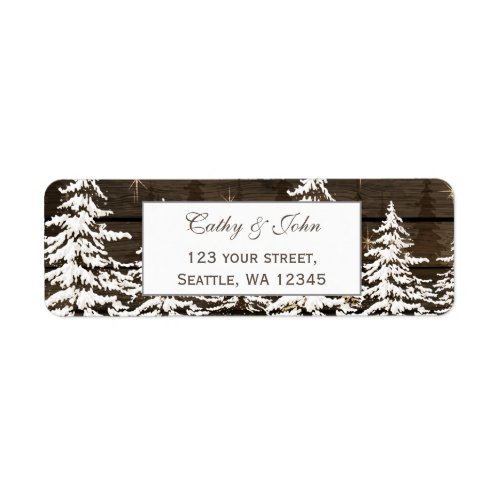 Barnwood rustic pine wedding address label