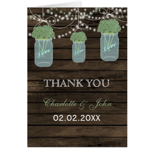 Barnwood sage floral mason jars  Thank You