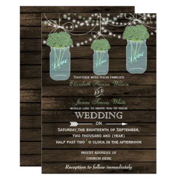 Barnwood Sage Mason Jar Wedding Invitations