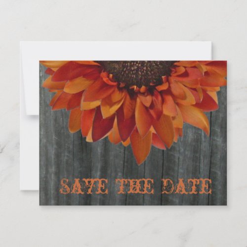 Barnwood &amp; Sunflower Fall Wedding Save The Date