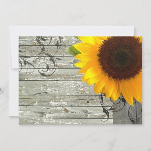 barnwood sunflower wedding country wedding custom invites