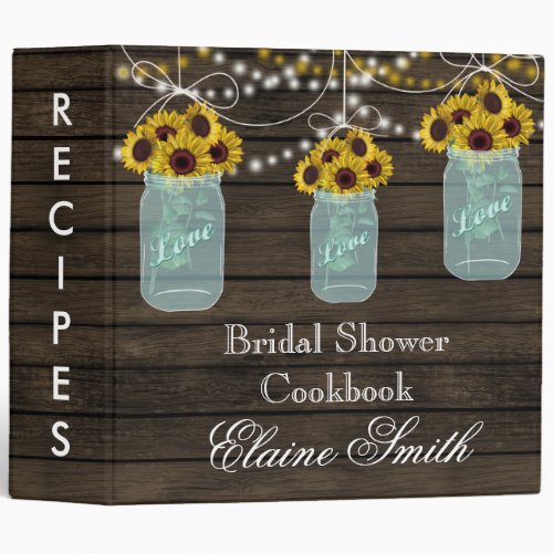 barnwood Sunflowers in Mason Jar Recipe Folder