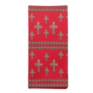 Barnwood Western Crosses With Concho Trim Print Napkin
