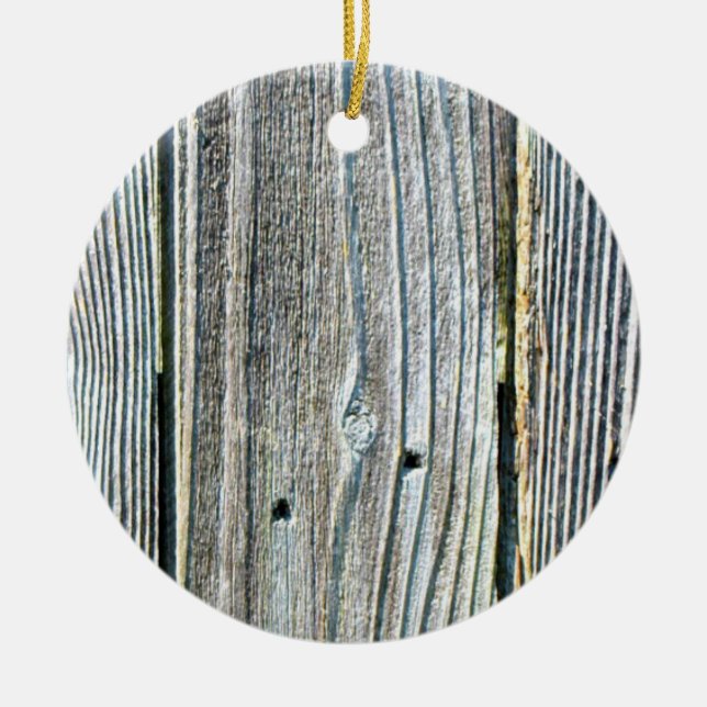 Barnwood wood grain tree bark rustic distressed  ceramic ornament (Front)