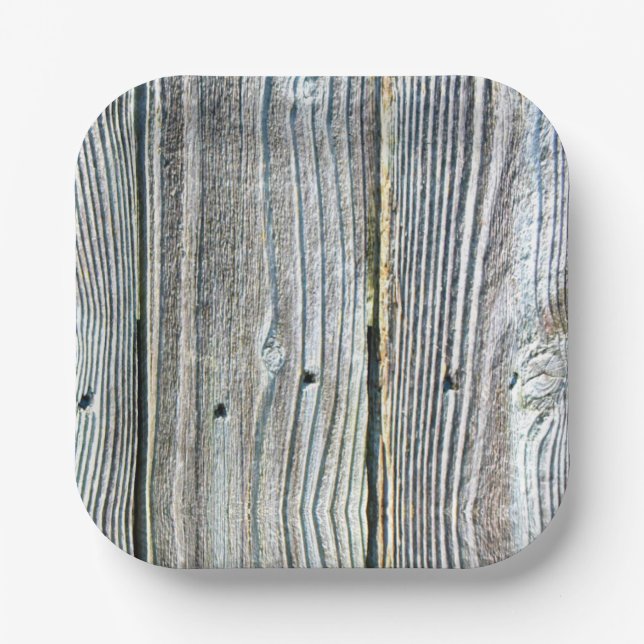 Barnwood wood grain tree bark rustic distressed  paper plates (Front)